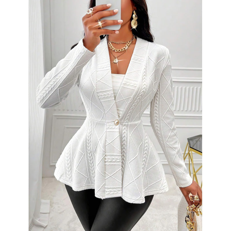 Damen Strick Peplum Blazer
