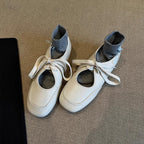 Damen Ballettschuhe mit elastischem Knöchelschutz und dekorativem Schleifenverschluss R&B
