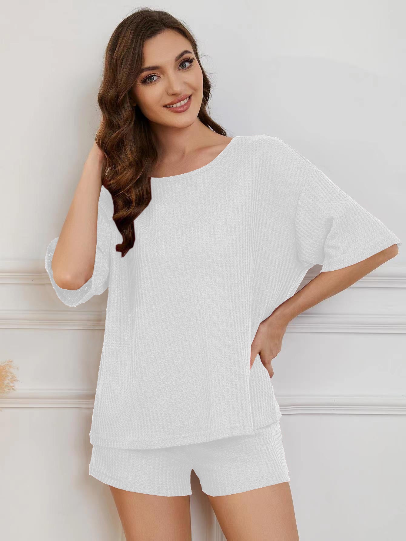 Damen Bequemes Set aus oversize Oberteil und Shorts