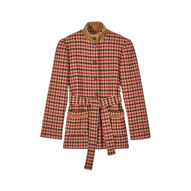 Damen Kariertes Oversized-Jacke R&B