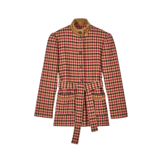 Damen Kariertes Oversized-Jacke R&B