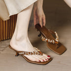 Damen elegante Riemchen-Sandaletten mit verzierten Glitzerdetails