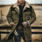 Herren Suede-Langjacke mit Teddy-Futter und praktischen Taschen R&B