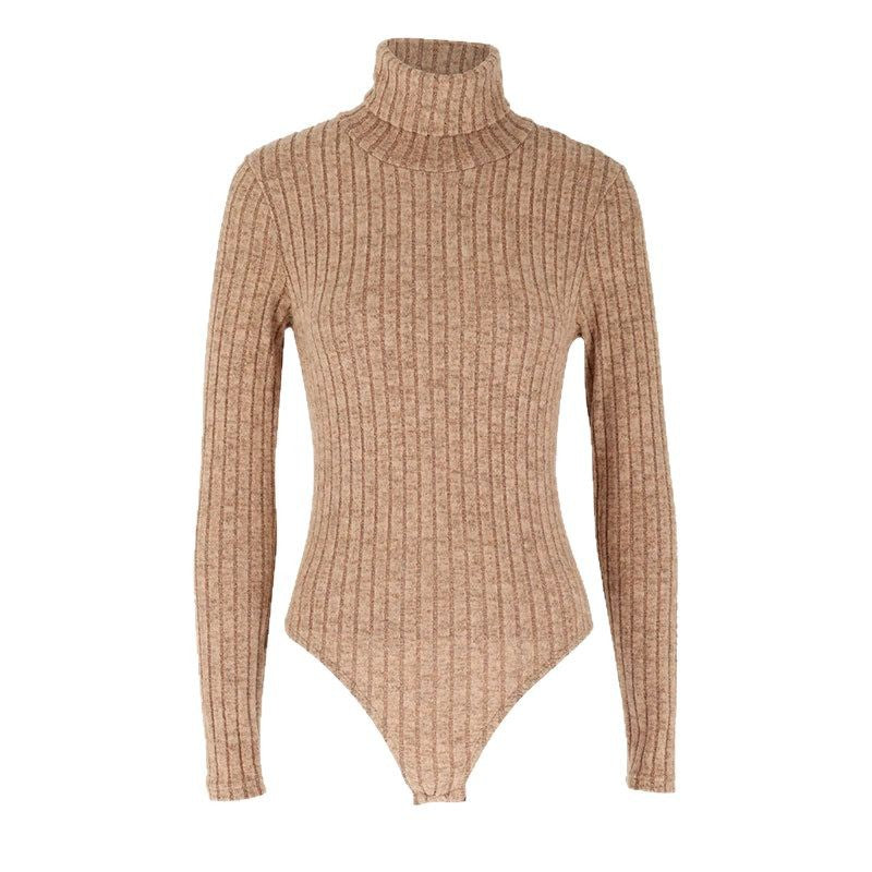 Damen Langarm-Bodysuit mit Rollkragen und feinem Rippmuster R&B