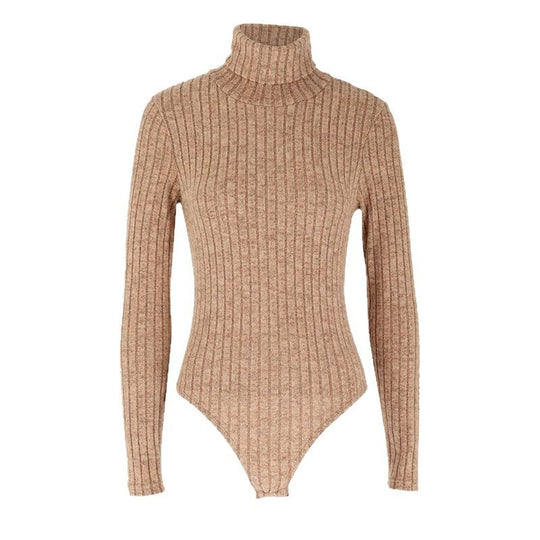 Damen Langarm-Bodysuit mit Rollkragen und feinem Rippmuster R&B