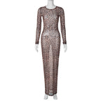 Damen Maxikleid mit elegantem Leopardenmuster R&B