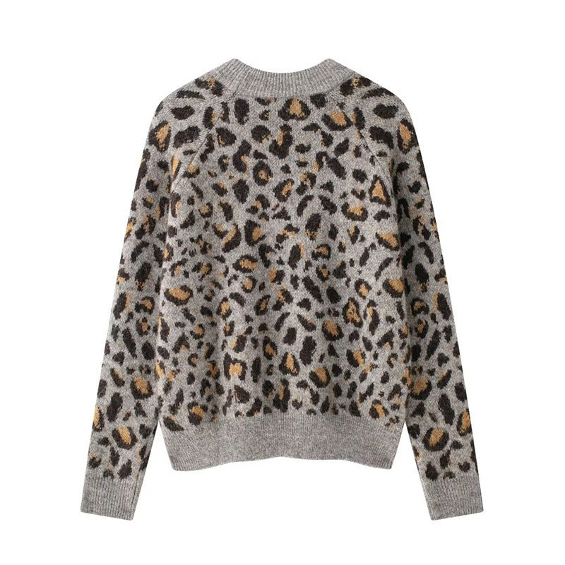 Damen Kuscheliger Strickpullover mit modernem Leopardenmuster R&B