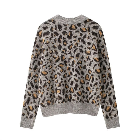 Damen Kuscheliger Strickpullover mit modernem Leopardenmuster R&B