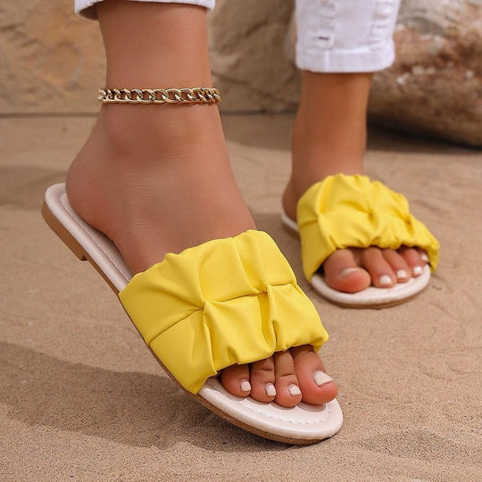 Damen Komfortable Riemchen-Sandalen mit modischem Falten-Design R&B
