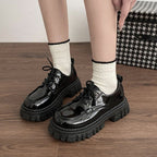 Damen trendige Schnürschuhe mit robuster Gummisohle und glänzender Oberfläche R&B