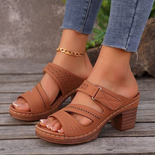 Damen Wedge-Pantoletten mit atmungsaktivem Obermaterial und verstellbarem Riemen R&B