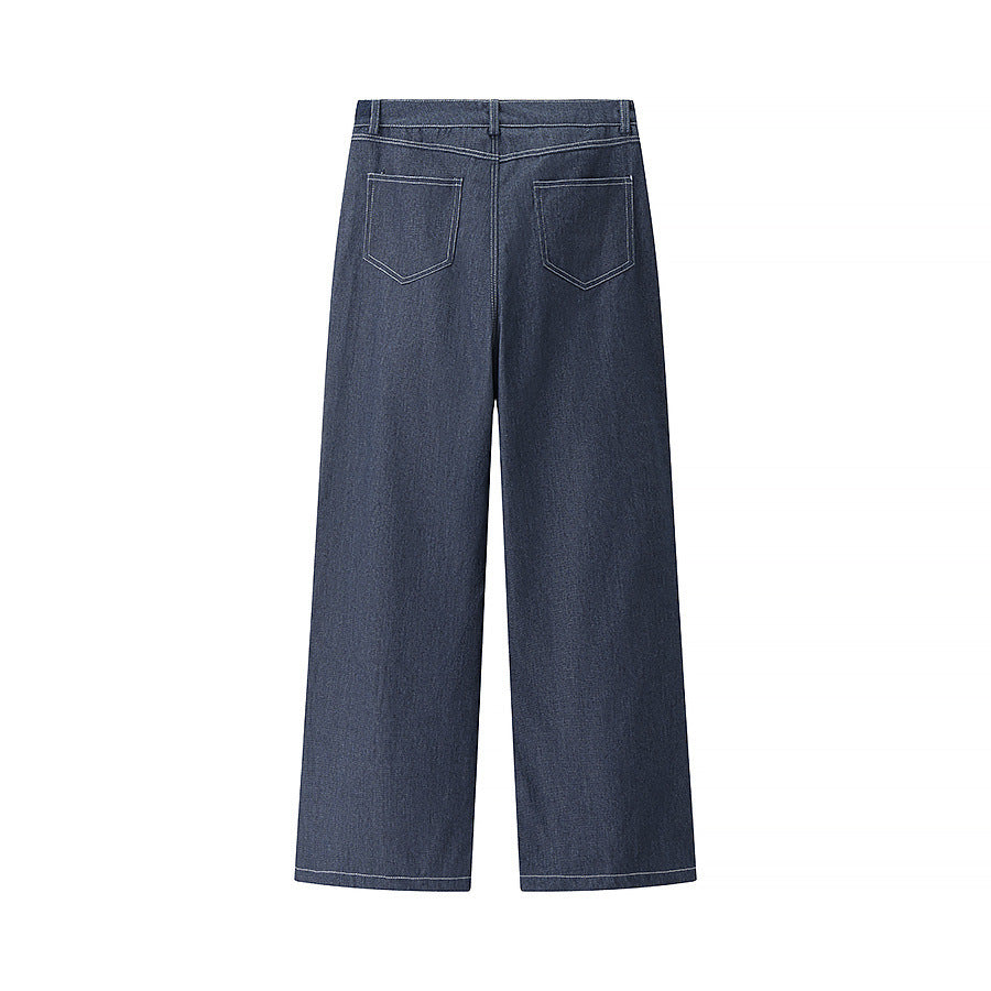 Damen weite Denim-Hosen mit hohem Bund und klassischem Schnitt R&B