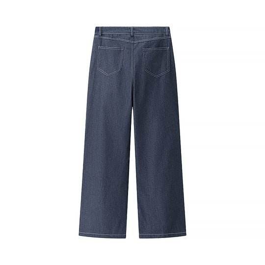 Damen weite Denim-Hosen mit hohem Bund und klassischem Schnitt R&B