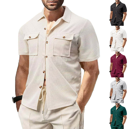 Herren Kurzarmhemd mit praktischen Brusttaschen und modernem Design R&B