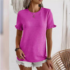 Damen Trendiges T-Shirt mit Rüschendetails und strukturierter Oberfläche R&B
