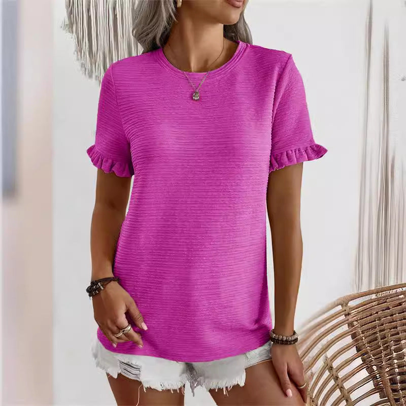 Damen Trendiges T-Shirt mit Rüschendetails und strukturierter Oberfläche R&B