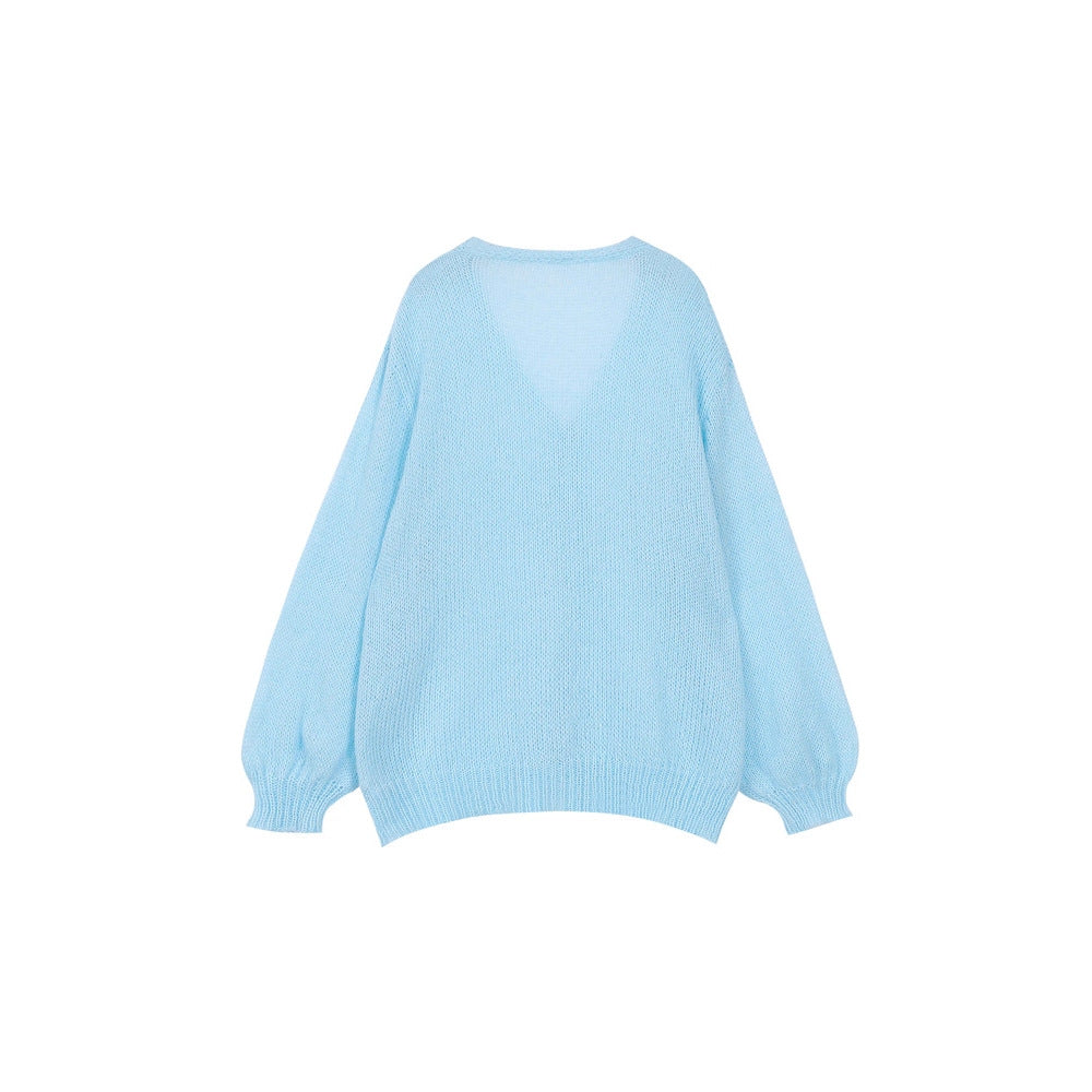 Strickjacke Damen flauschig mit Puffärmeln