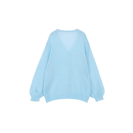 Strickjacke Damen flauschig mit Puffärmeln