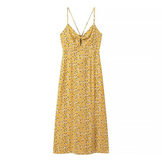Damen Sommerkleid mit feinem Blumenmuster und verspielten Trägern R&B