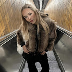 Damen Kunstpelzjacke mit voluminösen Ärmeln R&B
