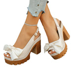 Damen Komfortable Plateau-Absatzsandalen mit Schleifen-Detail R&B