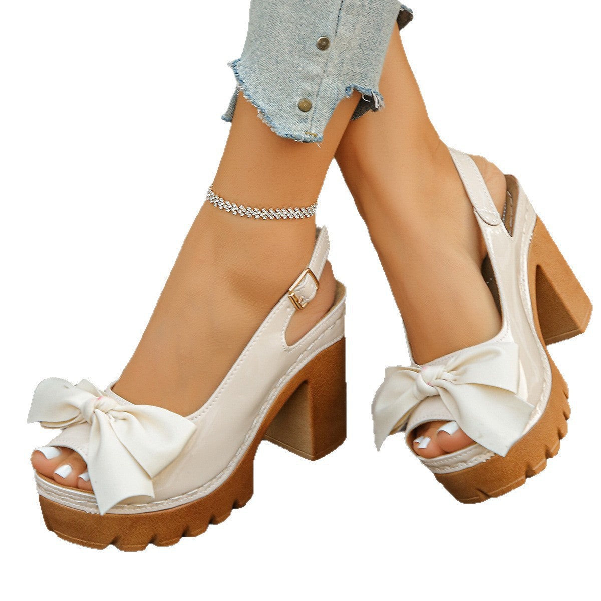 Damen Komfortable Plateau-Absatzsandalen mit Schleifen-Detail R&B