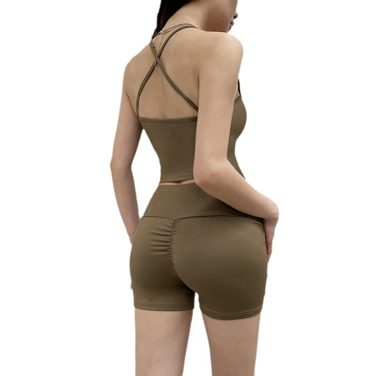 Damen Sportliches Top- und Shorts-Set mit verstellbarem Bund und elastischem Material R&B