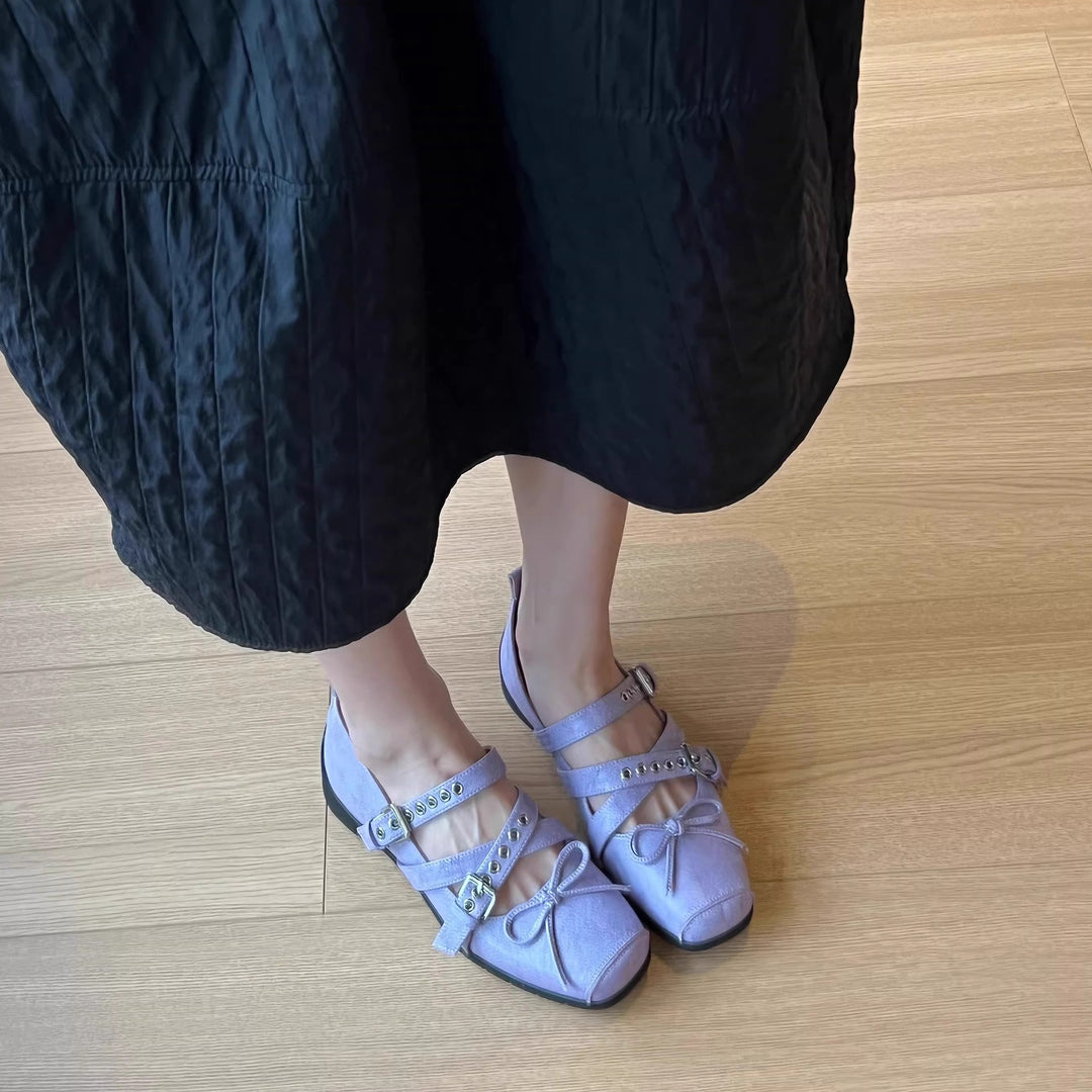 Damen Ballerina-Schuhe mit raffinierten Schnallen und elegantem Schleifendesign R&B