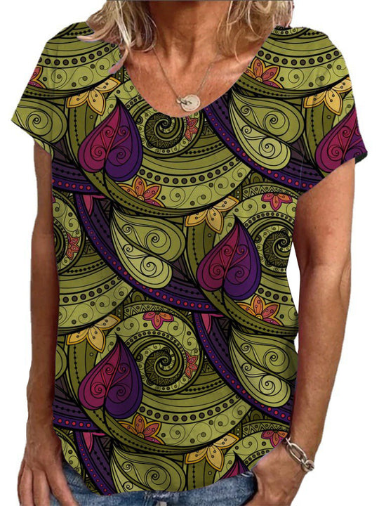 Damen Lockere Bluse mit buntem Paisleymuster R&B