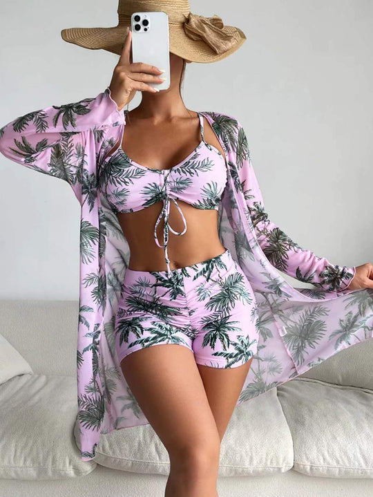 R&B | Dreiteilige Bluse mit hoher Taille und langen Ärmeln mit Kordelzug