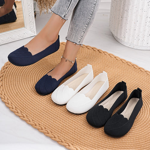 Damen Ballerinas mit elegantem Wellenrand und bequemer Innensohle R&B