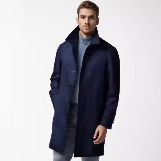 Herren klassischer Trenchcoat mit stilvollem Gürtel und doppelter Knopfreihe R&B