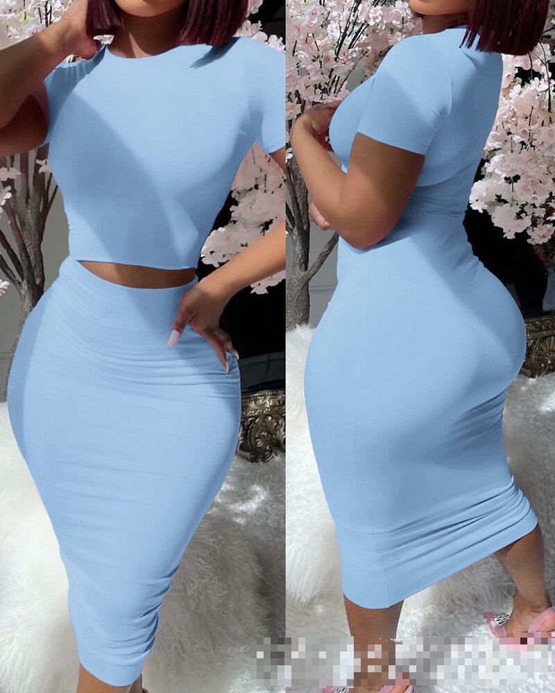 Damen Crop-Top und Bleistiftrock Set R&B