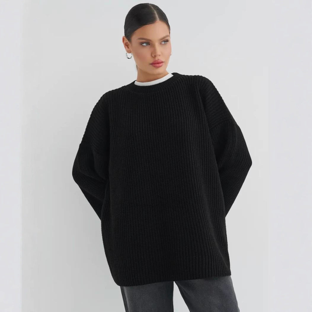 Damen Oversized Strickpullover mit modernen Schnittlinien R&B