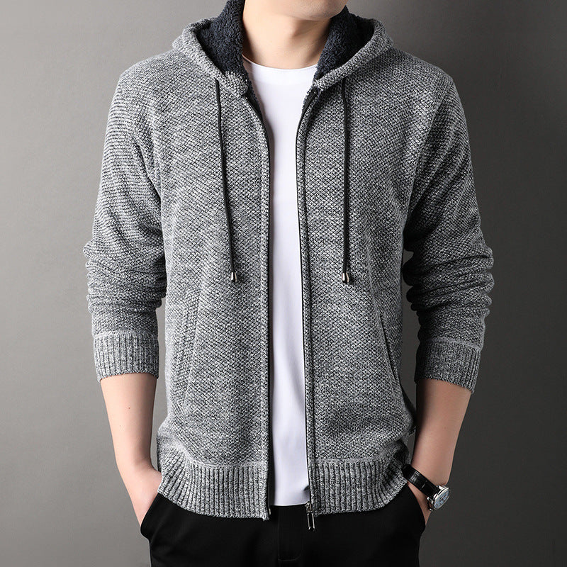 Herren modische Strickjacke mit Kapuze und weich gefüttertem Innenfutter R&B