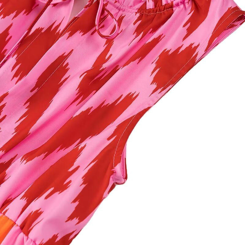 Damen Maxikleid mit buntem Muster und lässigem Schnitt R&B