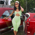Damen Figurbetonter Jumpsuit mit Cut-Outs und Punkten R&B
