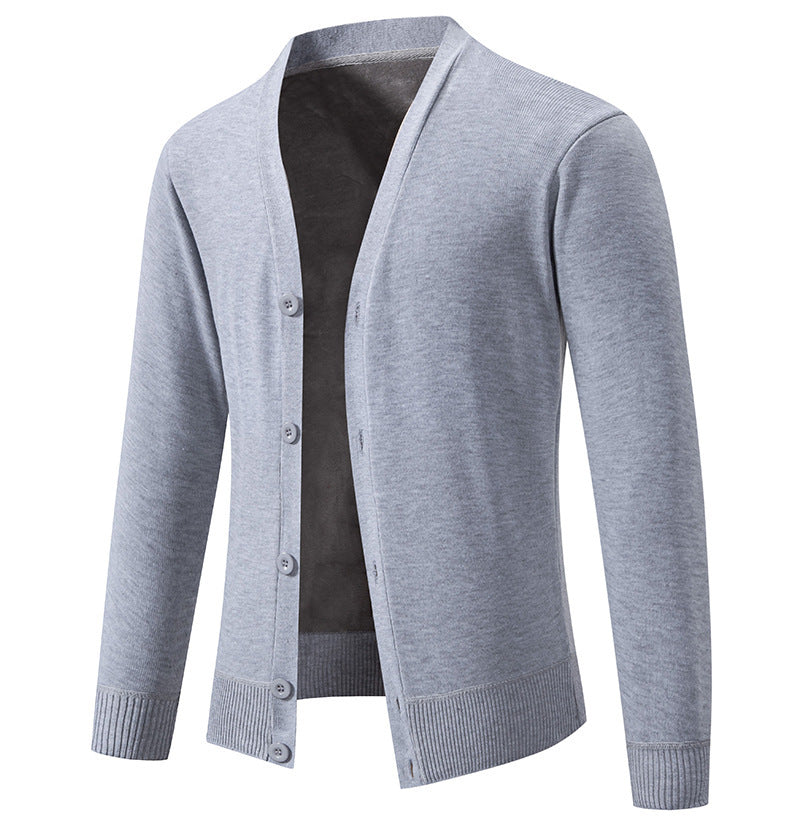 Herren nan leichter Feinstrick-Cardigan mit V-Ausschnitt, durchgehender Knopfleiste und gerippten Bündchen R&B