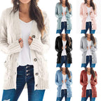 Damen Strickjacke mit Zopfmuster und praktischen Taschen R&B