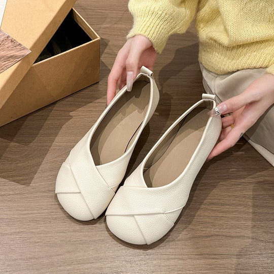 Damen Ballerinas mit hochwertiger Lederoberfläche und elegantem Querriemen R&B