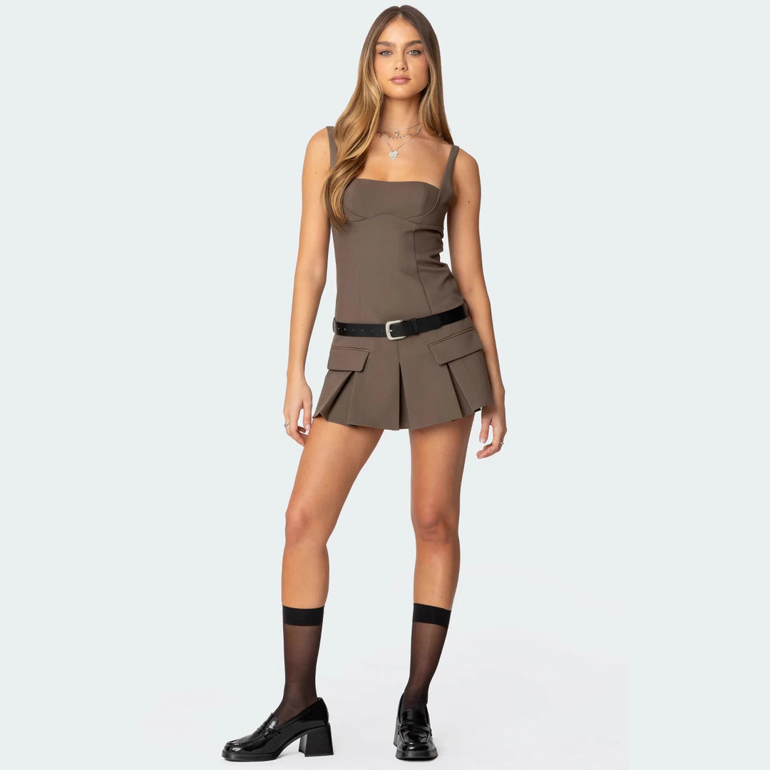 Damen Sportliches Overallkleid mit tiefem Ausschnitt und praktischen Taschen R&B