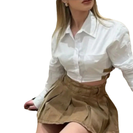 Damen Cropped Hemdkleid mit innovativen Details R&B