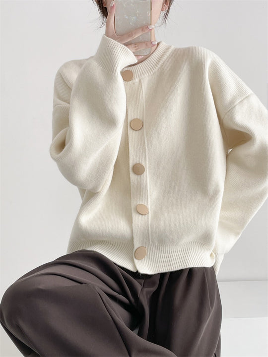 Damen Grob gestrickter Cardigan mit dekorativen Knöpfen und lässigem Schnitt R&B