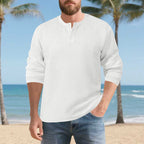 Herren Elegantes Langarmshirt mit Knopfleiste und strukturiertem Stoff R&B