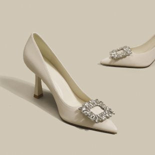 Damen elegante Stiletto-Pumps mit funkelnder Strass-Schnalle R&B