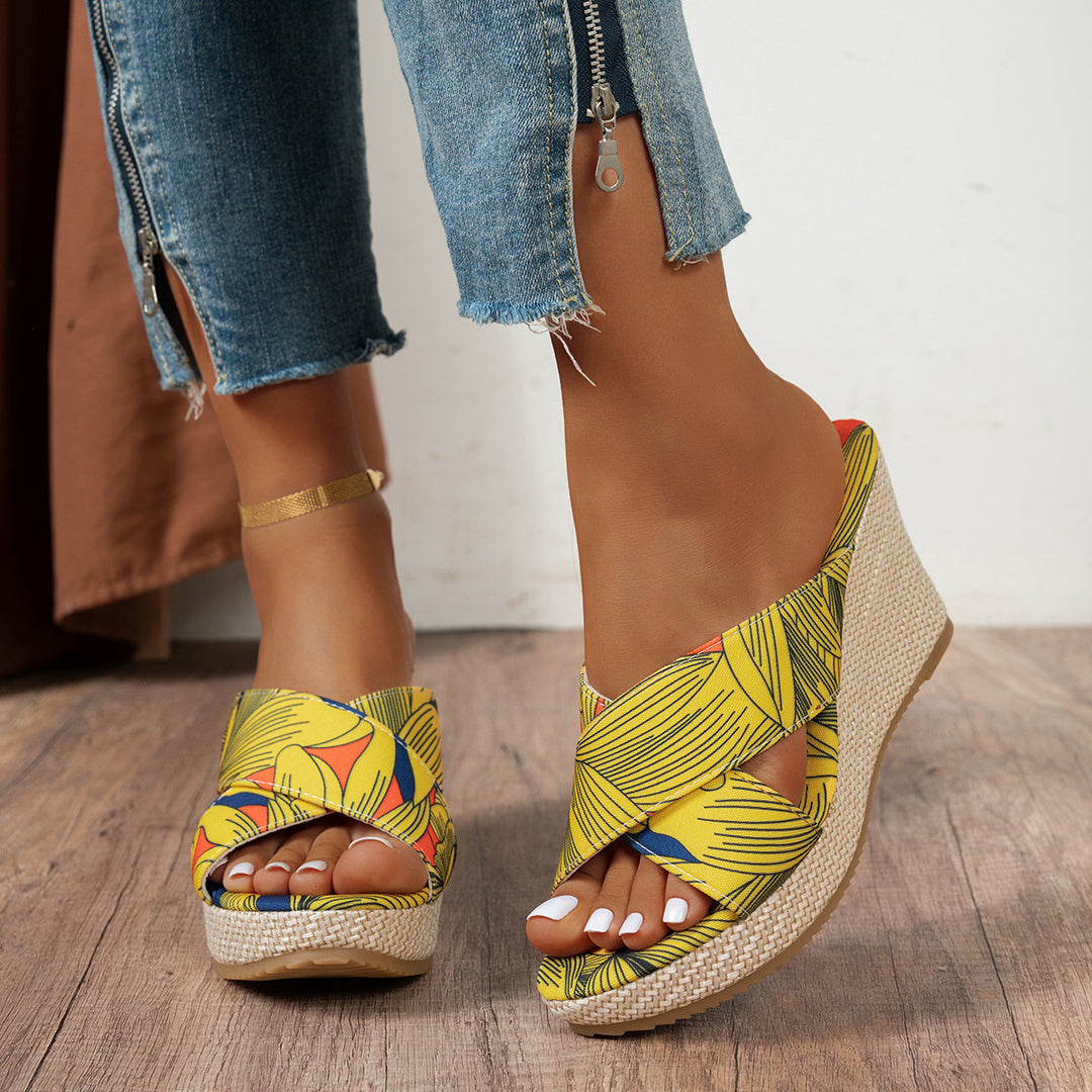 Damen Wedge-Sandalen mit floralem Design und rutschfester Sohle R&B