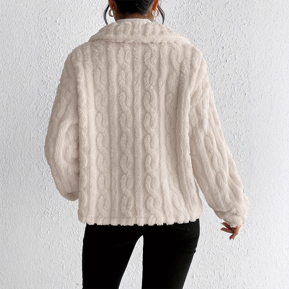 Damen Plüsch-Steppjacke mit hohem Kragen R&B