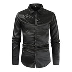 Herren elegantes Satinhemd mit Pailletteneinsatz R&B
