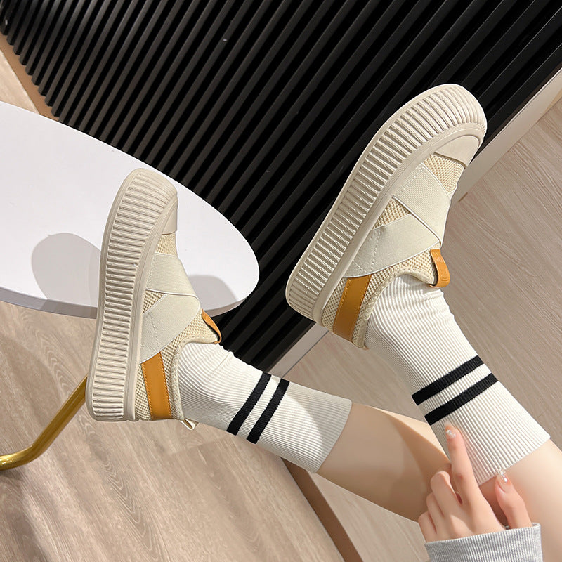 Damen Bequeme Slip-On Sneakers mit elastischem Riemen R&B
