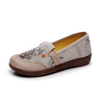 Damen Freizeit Mokassins mit floralem Stickdesign
